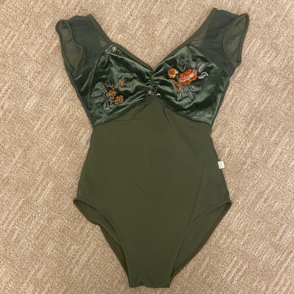 Class In Embroidered Green Leotard